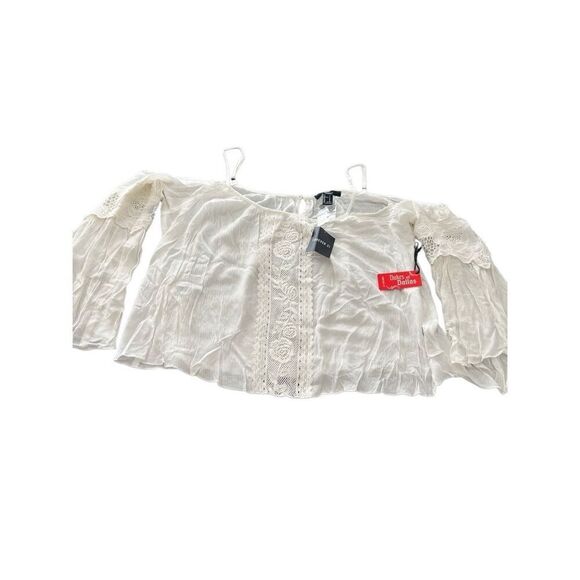 NWT Forever 21 Long Sleeve Off Shoulder Cami Top Blouse Shirt White Small - Picture 1 of 10